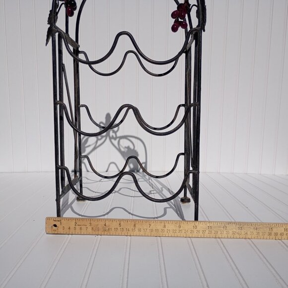 Wrought Iron Wine Rack 6 Bottle Holder Lucite Grape Accents MCM Tuscan Decor Vtg - Picture 11 of 16
